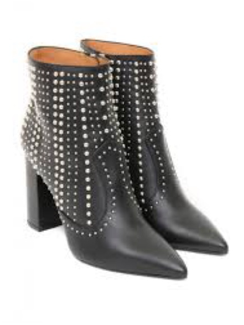 IRO Studded Black Leather Pointed-Toe Ankle Boots